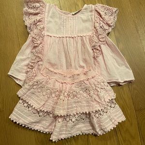 Love Shack Fancy little girls top & skirt size 2/3 pink